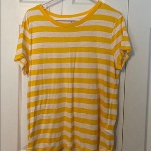 yellow striped tee shirt